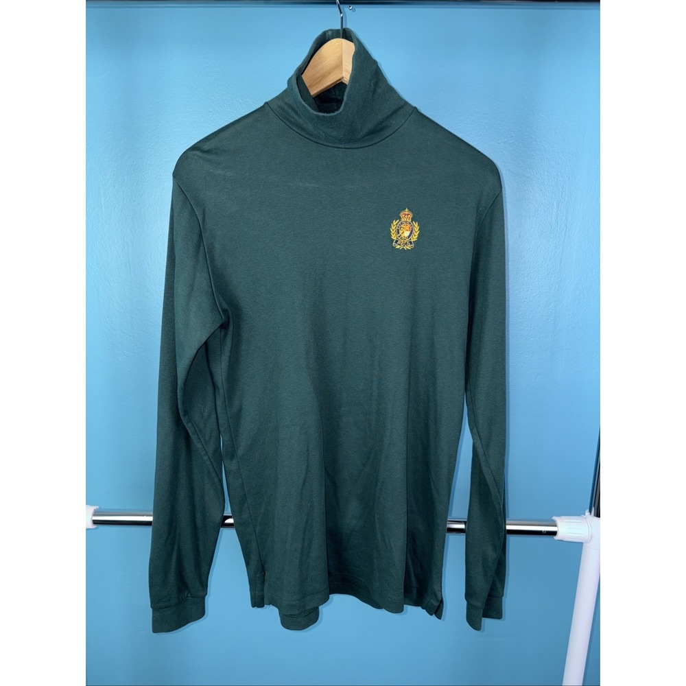 Vintage Women's Polo Ralph Lauren Turtleneck Size XL Made In USA Green Crest 90s